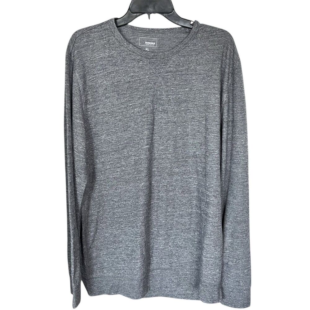 Sonoma Mens Sweater Crew Neck Gray Long Sleeves Size XL Casual Trendy Modern